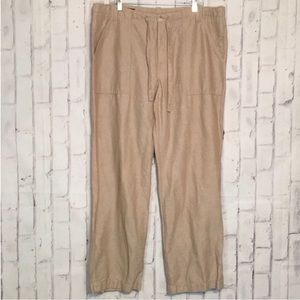 Perry Ellis Tan Linen Mixed Lightweight Casual Pants Sz 38